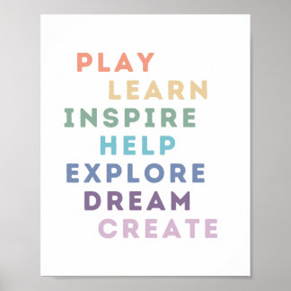 Spela upp, Lär dig, Inspire, Hjälp, Utforska, Drea Poster