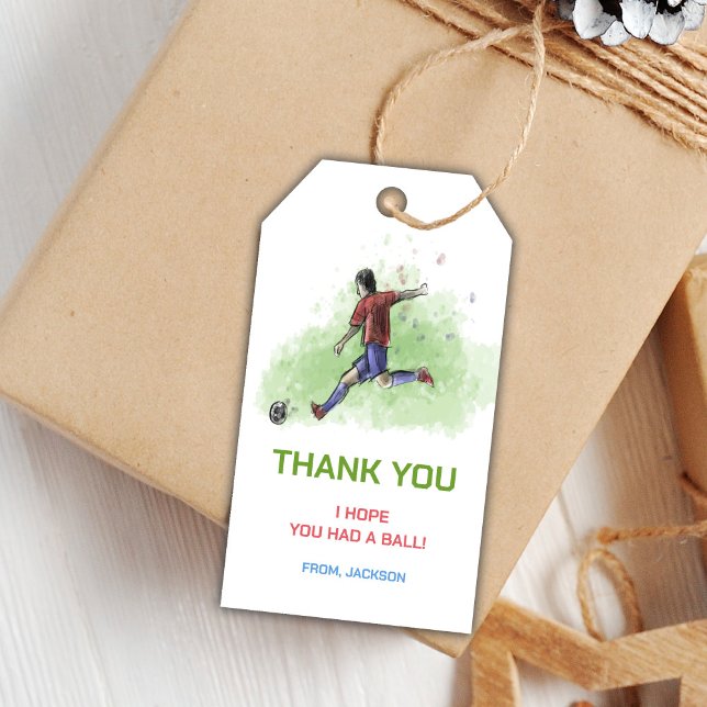 Spela upp Märkre för matarförlossning Presentetikett (Play Soccer Birthday Gift Tags)