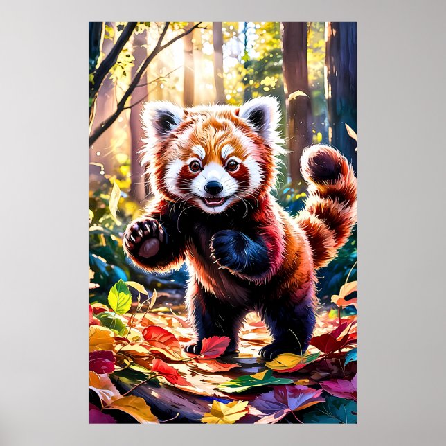 Spela upp på Autumn Red Panda Play Poster (Framsidan)