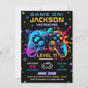 Spela upp på nivå Video Game Birthday-inbjudan Inbjudningar