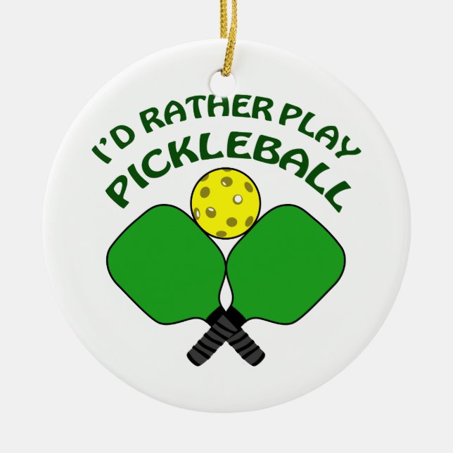 Spela upp Pickleball Julgransprydnad Keramik (Framsidan)
