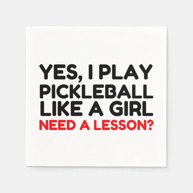 Spela upp Pickleball som en flicka behöver Lesson Pappersservett (Framsidan)