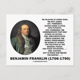 Spela upp schess Caution Benjamin Franklin-citat Vykort
