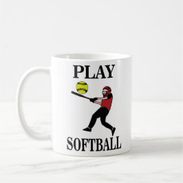 Spela upp Softball Player Kaffemugg