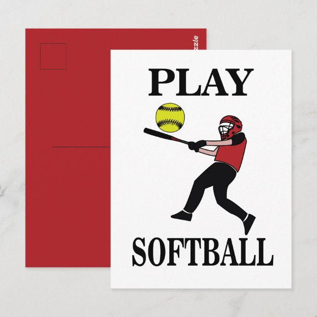 Spela upp Softball Player Vykort (Fram/baksida)