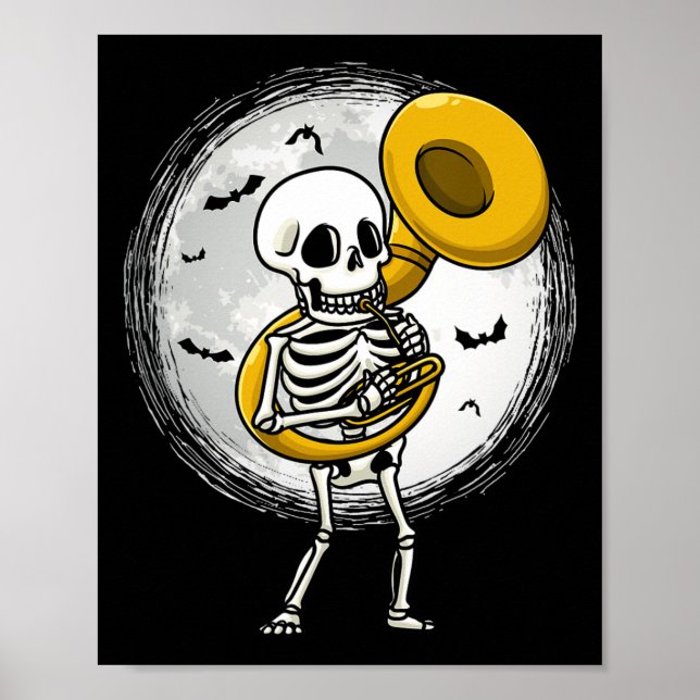 Spela upp Sousaphone Tuba Instrument Halloween Ban Poster (Framsidan)
