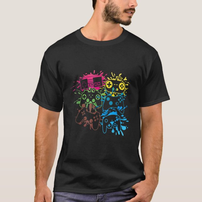 Spela upp spel för grafikspel NERD-spelkonsol  T Shirt (Framsida)