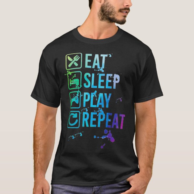 Spela upp videospel Spelare Eat Si-viloläge Upprep T Shirt (Framsida)