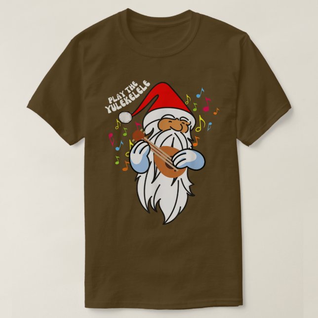 Spela Yulekele Cute Santa som spelar Ukulele C T Shirt (Design framsida)