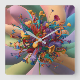 Spelad Blommigt: Unik hemdekan Fyrkantig Klocka