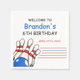 Spelad röd och blå Bowling, 6e födelsedag Pappersservett