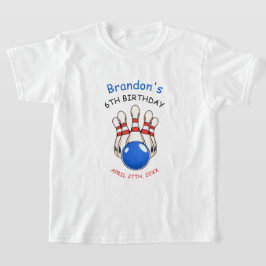 Spelad röd och blå Bowling, 6e födelsedag T Shirt