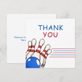 Spelad röd och blå Bowling, 6e födelsedag Tack Kort