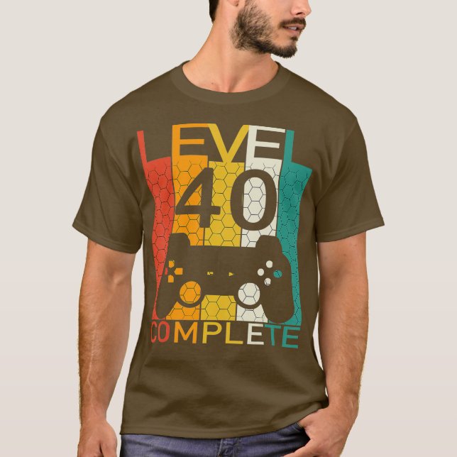 Spelande 40 år gammalt LVL 40 komplett 98-nivå 40 T Shirt (Framsida)