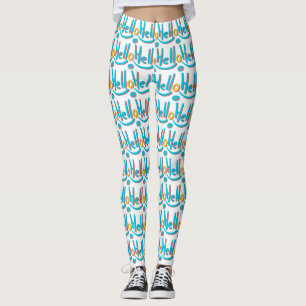 Spelande Abstrakt Hej Mönster Art Leggings