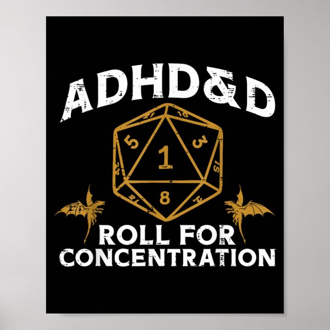 Spelande adhd och d rolig spelare män pojkar barn  poster (Framsidan)