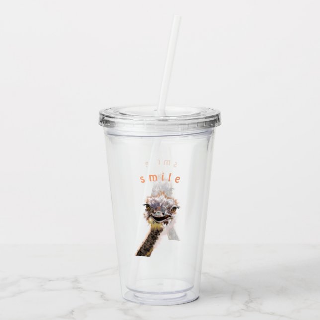 Spelande akrylisk tuggare Lycklig Ostrich - sjömil Take Away Mugg (Baksida)