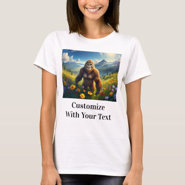 Spelande ängsblommor i Bigfoot T Shirt (Framsida)