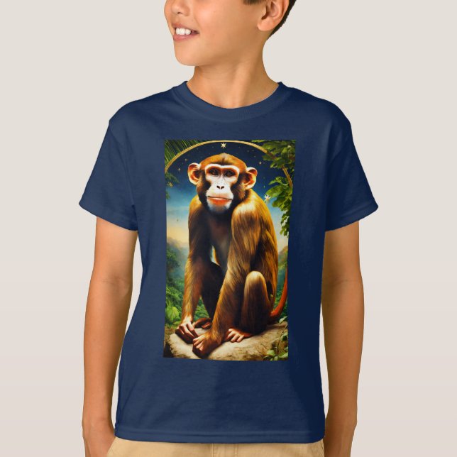 " Spelande apa" barn Designad T Shirt (Framsida)