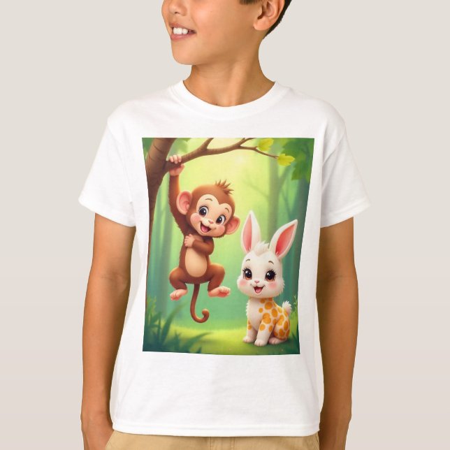 Spelande apa Kids T-Shirt (Framsida)