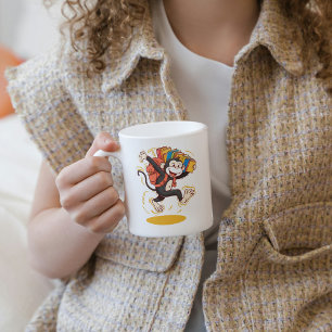 Spelande apa med Bokar Roligt och utbildningsdesig Kaffemugg