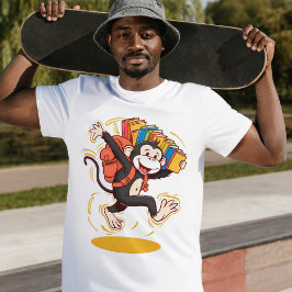 Spelande apa med Bokar Roligt och utbildningsdesig T Shirt