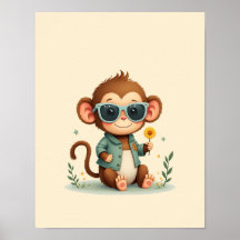 Spelande apa Safari Nursery Wall Art