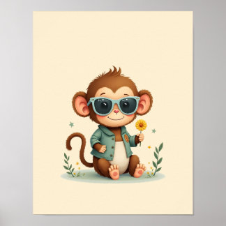 Spelande apa Safari Nursery Wall Art Poster