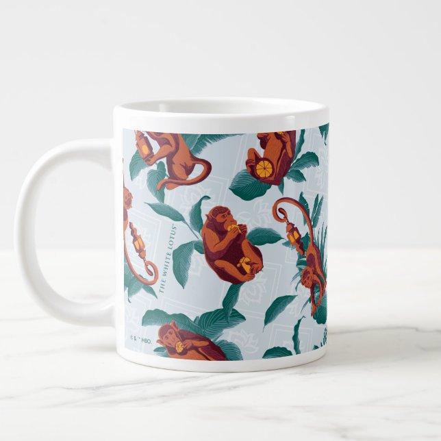 Spelande apor Mönster i vita Lotus Jumbo Mugg (Vänster)