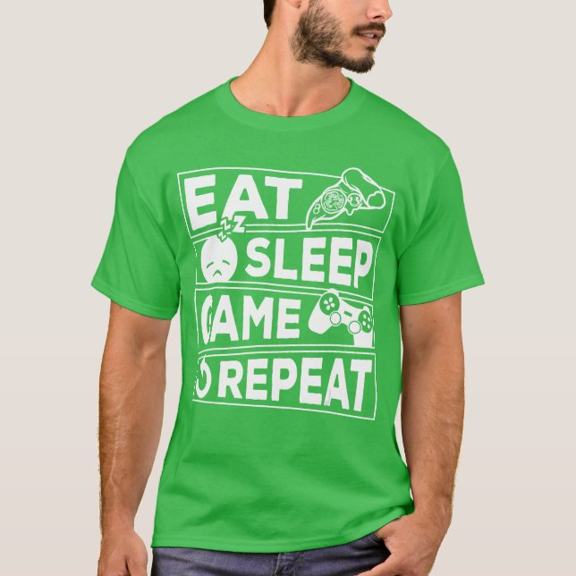 Spelande Ät Sova Spel Upprepa Present Multiplayer  T Shirt (Framsida)