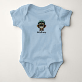 Spelande Baby-apa med Grönt Hat Funny Tecknad T Shirt