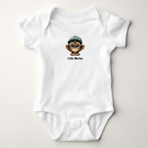 Spelande Baby-apa med Grönt Hat T Shirt