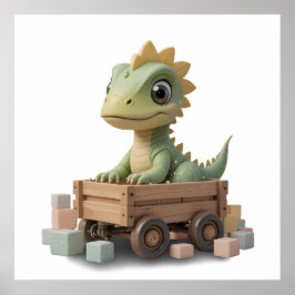 Spelande Baby Dinosaur Canvas - Barnrum Poster