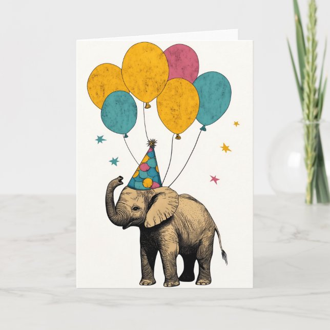 Spelande Baby Elephant Birthday Greeting Card Tack Kort (Framsida)