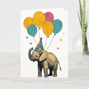 Spelande Baby Elephant Birthday Greeting Card Tack Kort