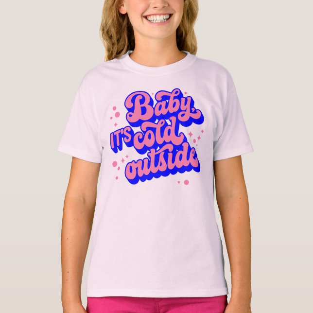 Spelande Baby, Kallet utanför Winter Design T Shirt (Framsida)