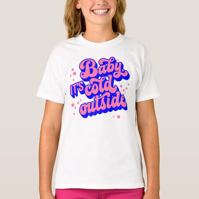 Spelande Baby, Kallet utanför Winter Design T Shirt (Framsida)
