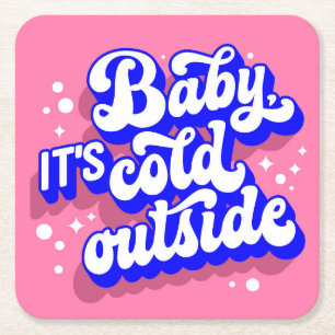 Spelande Baby, Kallet utanför Winter Design Underlägg Papper Kvadrat