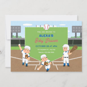 Spelande baseballbabydusch inbjudningar