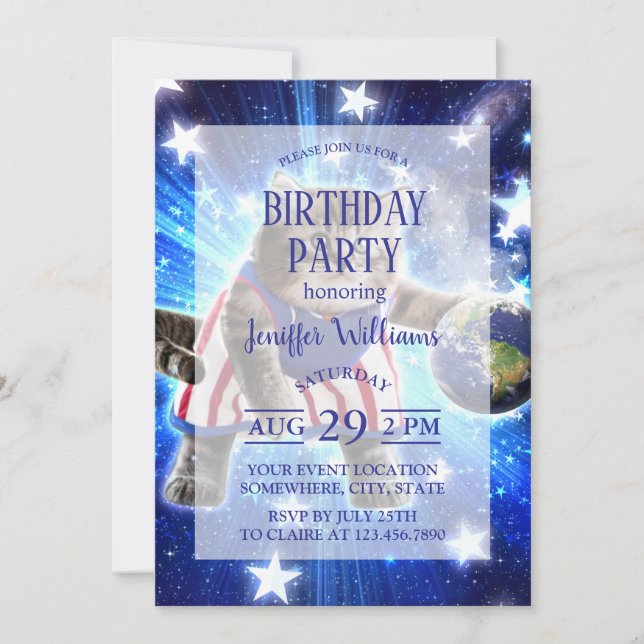 Spelande basket för katt inbjudningar (Framsida)