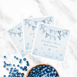 Spelande blå babyskor Stars Pennant Garland Pappersservett
