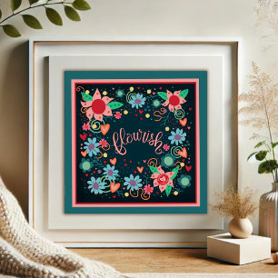 Spelande blå blomstrande inspirerande Söt Fototryck