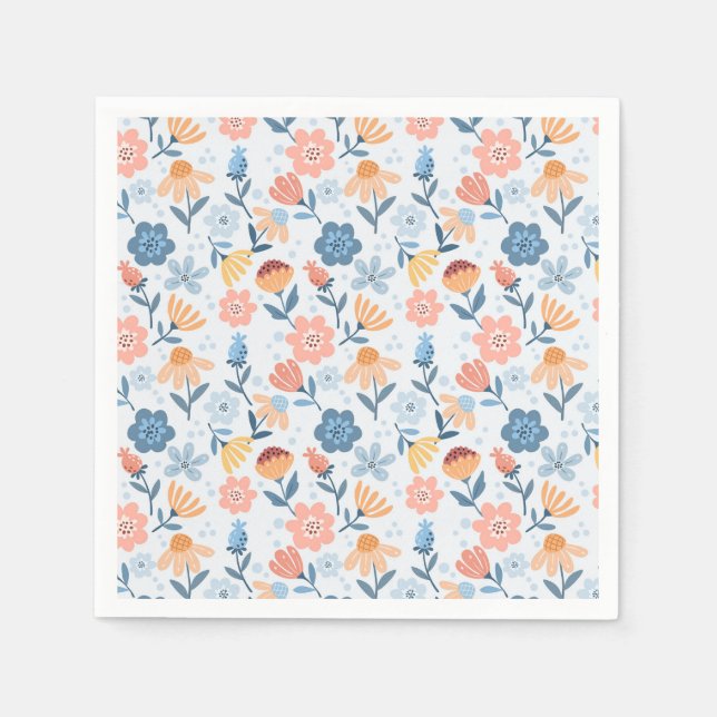 Spelande Blommönster Napkins Pappersservett (Framsidan)