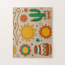 Spelande bohemisk Mönster Handdragen sol, måne Pussel