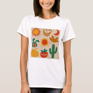Spelande bohemisk Mönster Handdragen sol, måne T Shirt