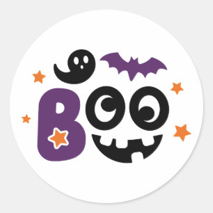 Spelande boo Halloween-symbol Runt Klistermärke