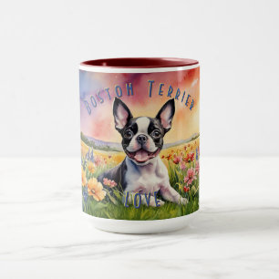 Spelande Boston Terrier Bliss, kaffedelight Mugg