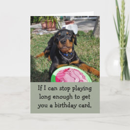 Spelande bosy Rottweiler Birthday Card Kort