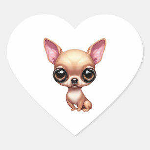 Spelande Chihuahua Hjärtformat Klistermärke