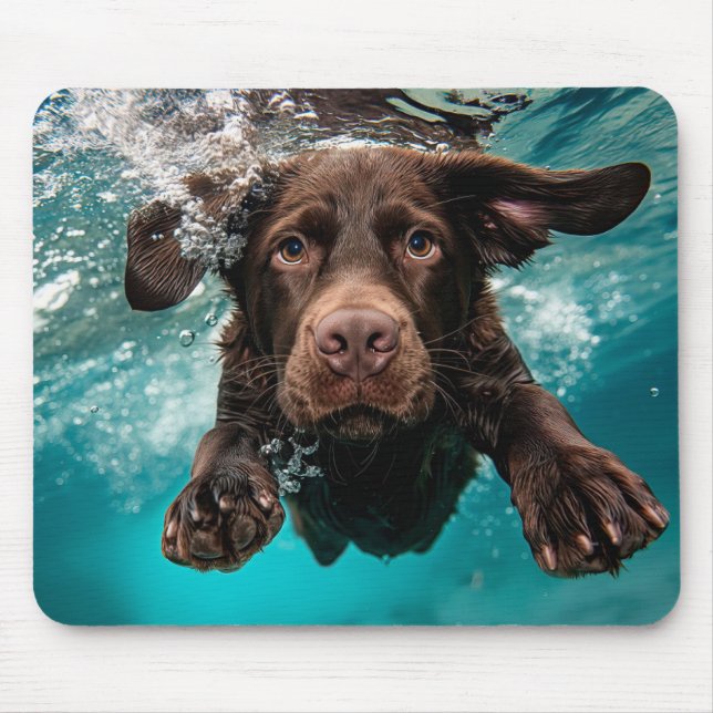 Spelande Chocolate Labrador Swimming Underwater Musmatta (Framsidan)